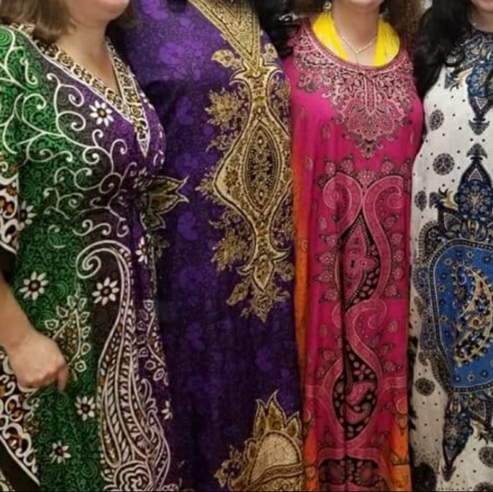 New Multicolored Floral Kaftan Abaya Coverup Dress - Picture 12 of 15